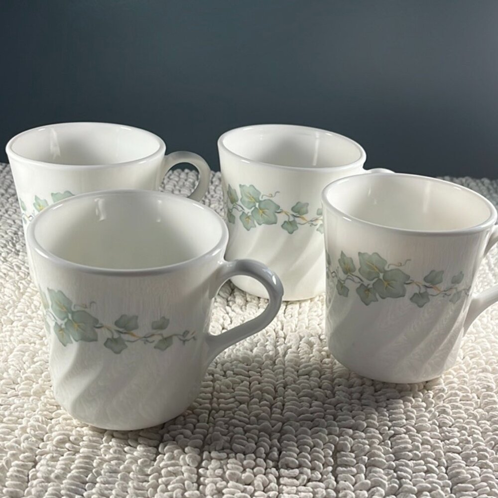 Set of 4 Vintage Corning Corelle CALLAWAY Pattern Swirl Style Coffee Cups